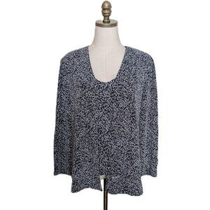 Alex Evenings 2pc Cami & Jacket Size PL Black White Sparkly Floral Open Front